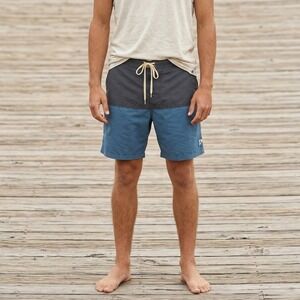 Mollusk Board Shorts Mens 32 Blue Grey Colorblock Cotton Nylon Surf Summer Beach